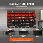 Wall Mounted Storage Bins, 48-Bin Parts Rack Organizer Garage Plastic Shop Tool with Wall Panels, Tool V952-BGSWLXDYBGWLEHI2WV0
