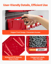 Wall Mounted Storage Bins, 12 Plastic Bins & 3 Metal Rails, Plastic Hanging Stackable Storage Bin for Screws, V952-BGSWLXGDBGSWDYGLO001V0