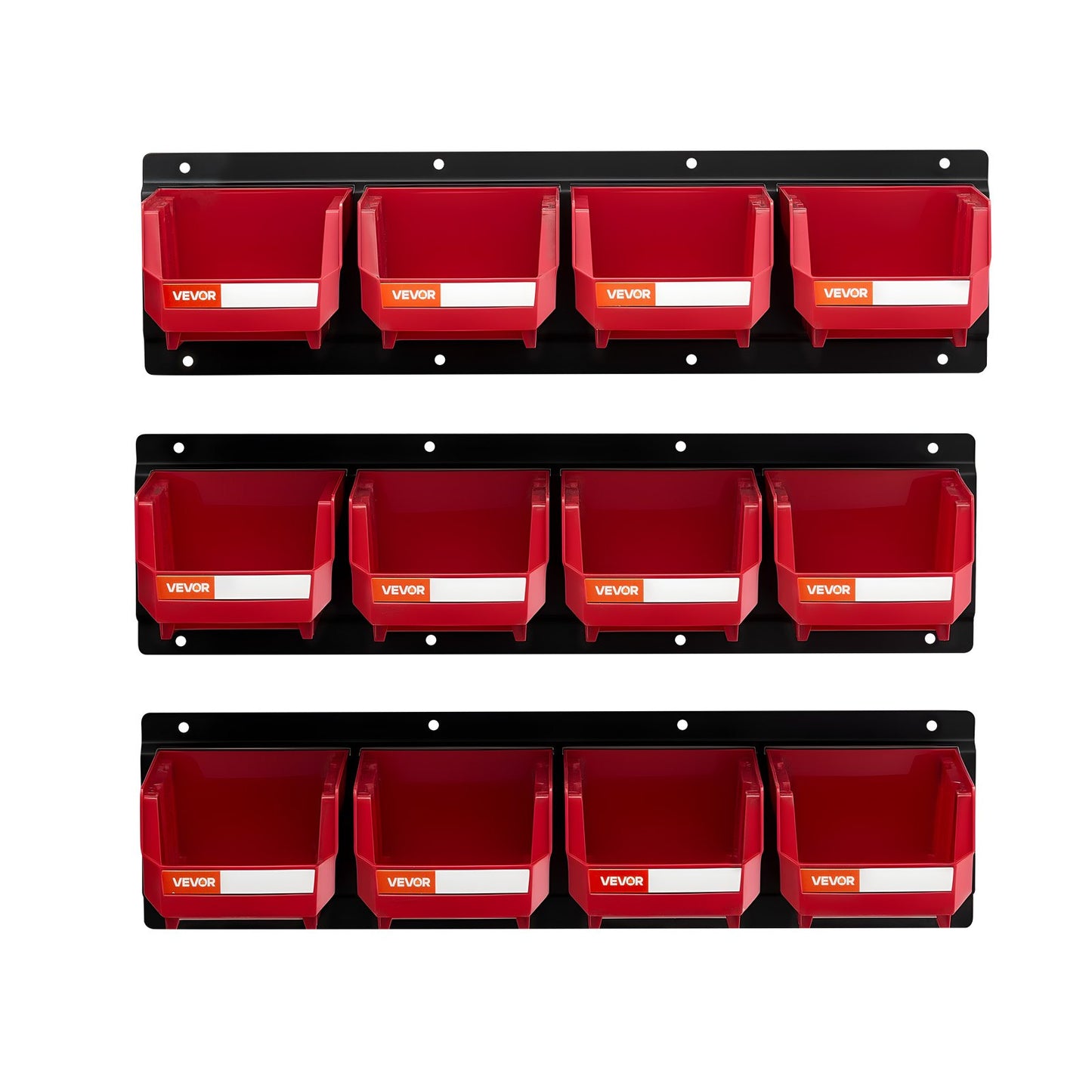 Wall Mounted Storage Bins, 12 Plastic Bins & 3 Metal Rails, Plastic Hanging Stackable Storage Bin for Screws, V952-BGSWLXGDBGSWDYGLO001V0