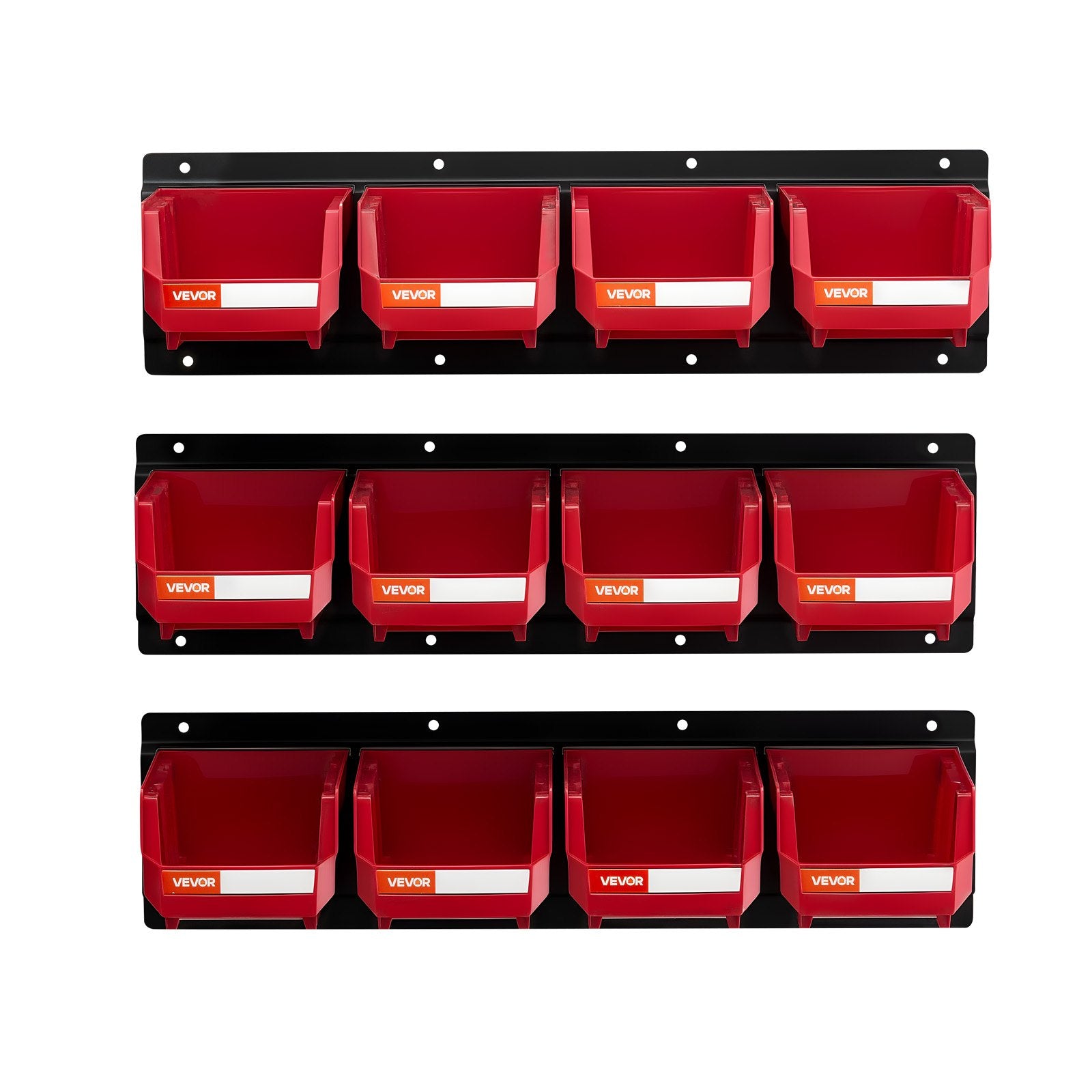 Wall Mounted Storage Bins, 12 Plastic Bins & 3 Metal Rails, Plastic Hanging Stackable Storage Bin for Screws, V952-BGSWLXGDBGSWDYGLO001V0