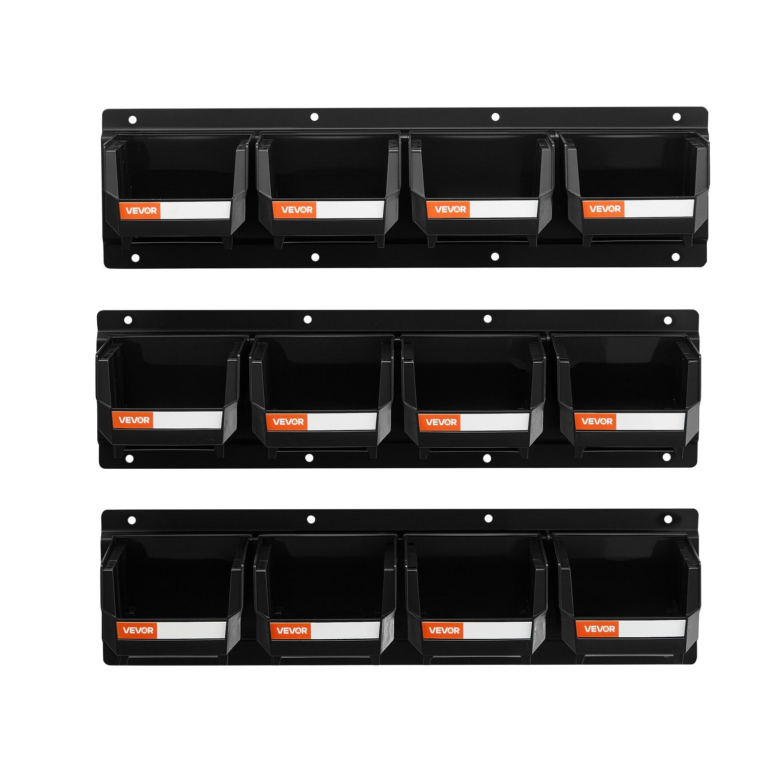 Wall Mounted Storage Bins, 12 Plastic Bins & 3 Metal Rails, Plastic Hanging Stackable Storage Bin for Screws, V952-BGSWLXGDBGSWXS1FU001V0