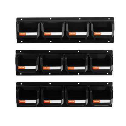 Wall Mounted Storage Bins, 12 Plastic Bins & 3 Metal Rails, Plastic Hanging Stackable Storage Bin for Screws, V952-BGSWLXGDBGSWXS1FU001V0