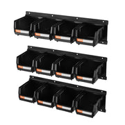 Wall Mounted Storage Bins, 12 Plastic Bins & 3 Metal Rails, Plastic Hanging Stackable Storage Bin for Screws, V952-BGSWLXGDBGSWXS1FU001V0