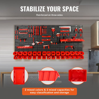 Wall Mounted Storage Bins, 30-Bin Parts Rack Organizer Garage Plastic Shop Tool with Wall Panels/Tool V952-BGSWLXGJBGWLFKK39V0