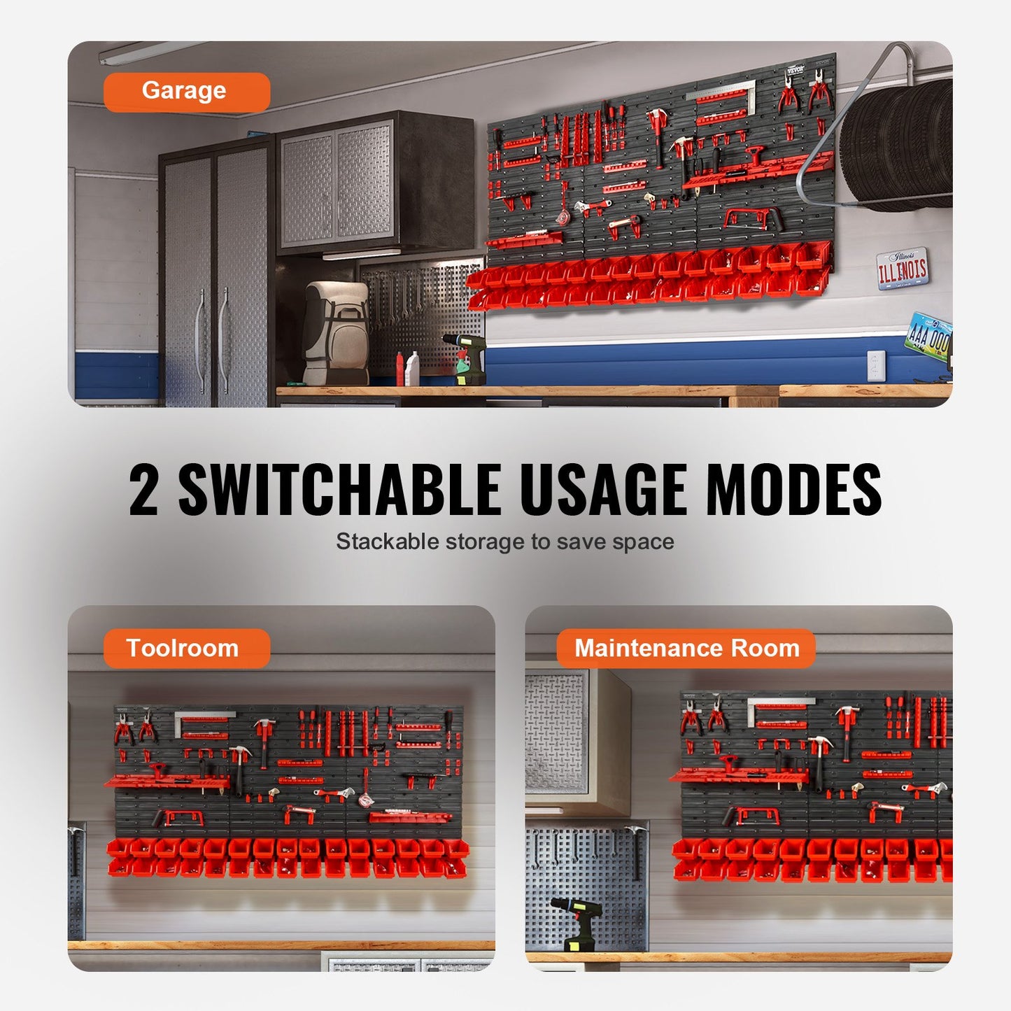 Wall Mounted Storage Bins, 30-Bin Parts Rack Organizer Garage Plastic Shop Tool with Wall Panels/Tool V952-BGSWLXGJBGWLFKK39V0