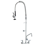 Commercial Faucet with Pre-Rinse Sprayer, 47" Height, 8" Center, 12" Swing Spout, Wall Mount Kitchen Sink V952-BGSYCXSLTBGS6DRW9V0