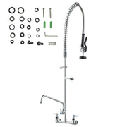 Commercial Faucet with Pre-Rinse Sprayer, 47" Height, 8" Center, 12" Swing Spout, Wall Mount Kitchen Sink V952-BGSYCXSLTBGS6DRW9V0
