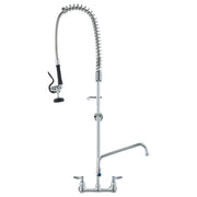 Commercial Faucet with Pre-Rinse Sprayer, 47" Height, 8" Center, 12" Swing Spout, Wall Mount Kitchen Sink V952-BGSYCXSLTBGS6DRW9V0