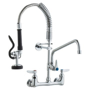 Commercial Faucet with Pre-Rinse Sprayer, 21" Height, 8" Center, 12" Swing Spout, Wall Mount Kitchen Sink V952-BGSYCXSLTBGS9X3ACV0