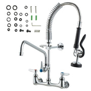 Commercial Faucet with Pre-Rinse Sprayer, 21" Height, 8" Center, 12" Swing Spout, Wall Mount Kitchen Sink V952-BGSYCXSLTBGS9X3ACV0