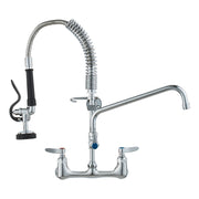 Commercial Faucet with Pre-Rinse Sprayer, 21" Height, 8" Center, 12" Swing Spout, Wall Mount Kitchen Sink V952-BGSYCXSLTBGS9X3ACV0