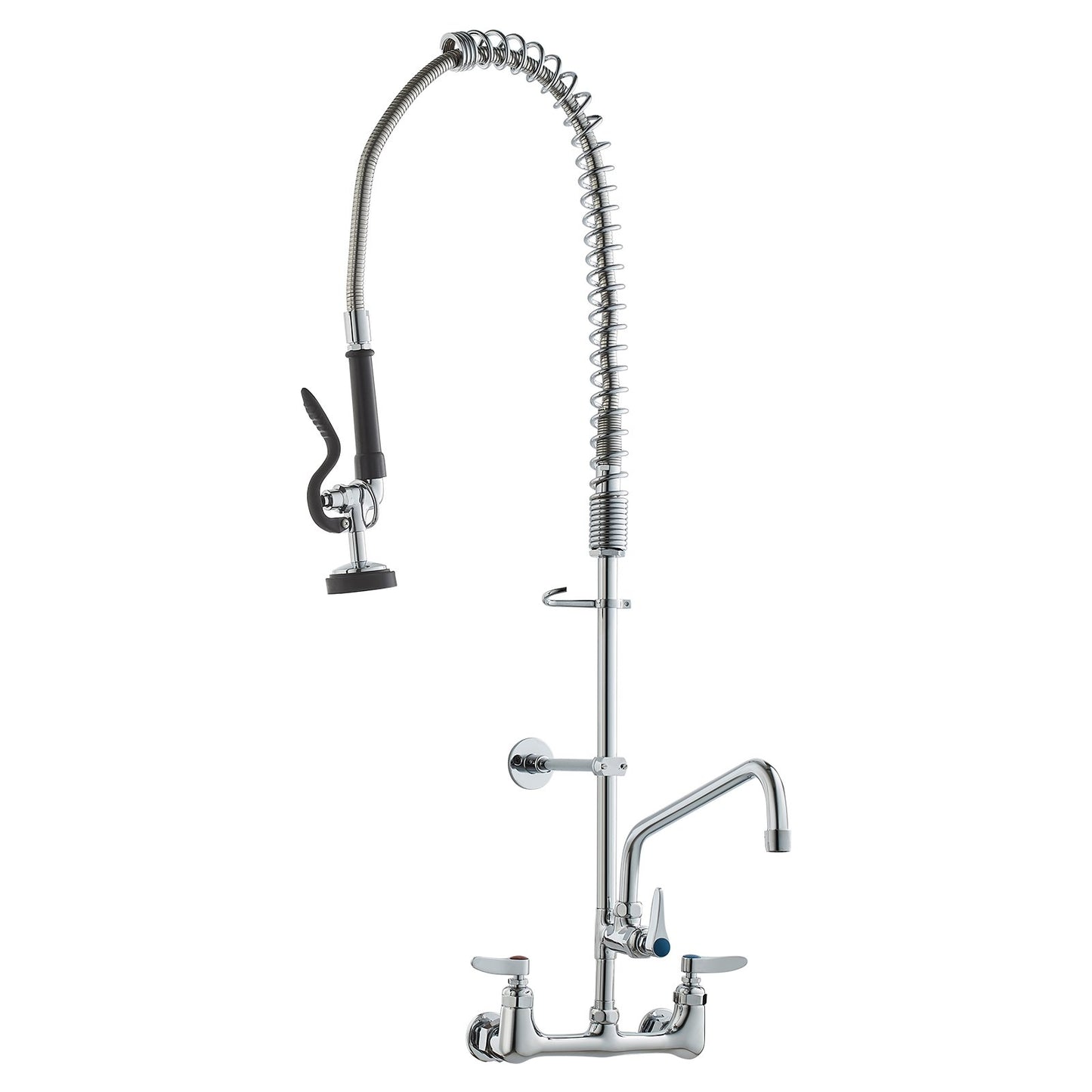 Commercial Faucet with Pre-Rinse Sprayer, 36" Height, 8" Center, 12" Swing Spout, Wall Mount Kitchen Sink V952-BGSYCXSLTBGSR39MKV0