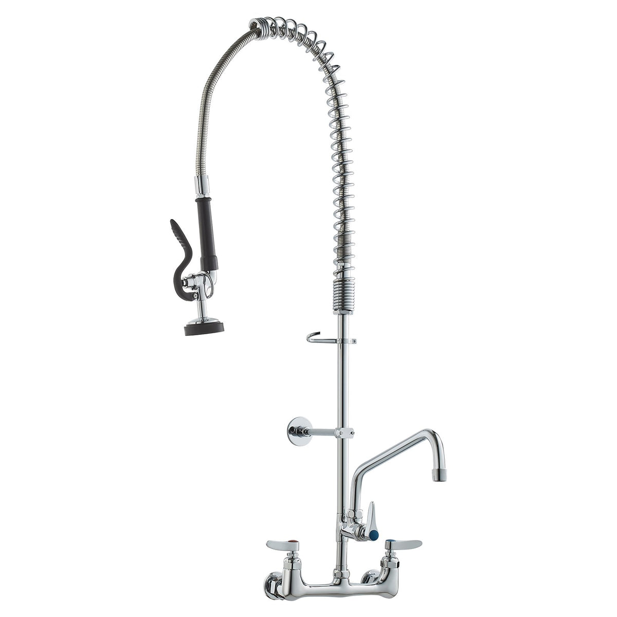 Commercial Faucet with Pre-Rinse Sprayer, 36" Height, 8" Center, 12" Swing Spout, Wall Mount Kitchen Sink V952-BGSYCXSLTBGSR39MKV0