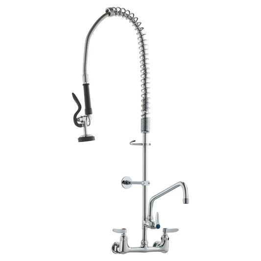 Commercial Faucet with Pre-Rinse Sprayer, 36" Height, 8" Center, 12" Swing Spout, Wall Mount Kitchen Sink V952-BGSYCXSLTBGSR39MKV0