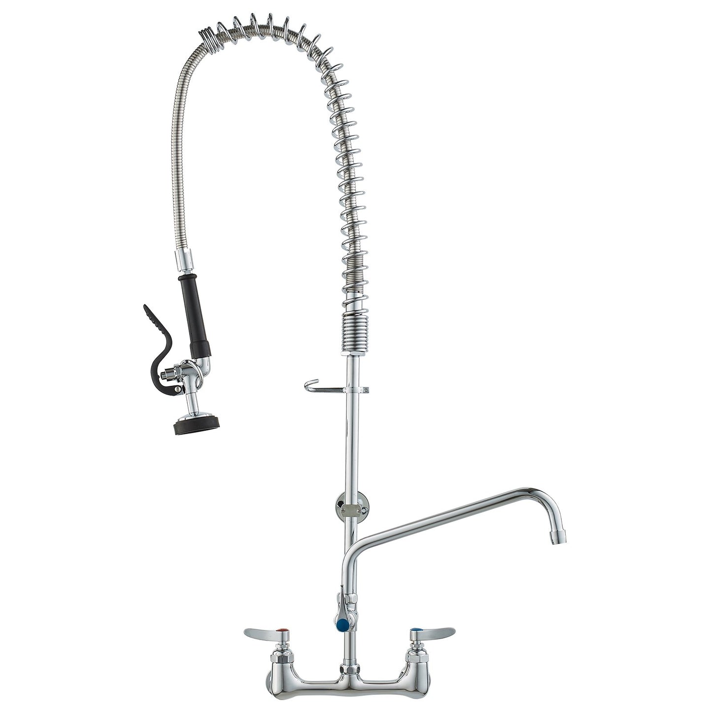 Commercial Faucet with Pre-Rinse Sprayer, 36" Height, 8" Center, 12" Swing Spout, Wall Mount Kitchen Sink V952-BGSYCXSLTBGSR39MKV0