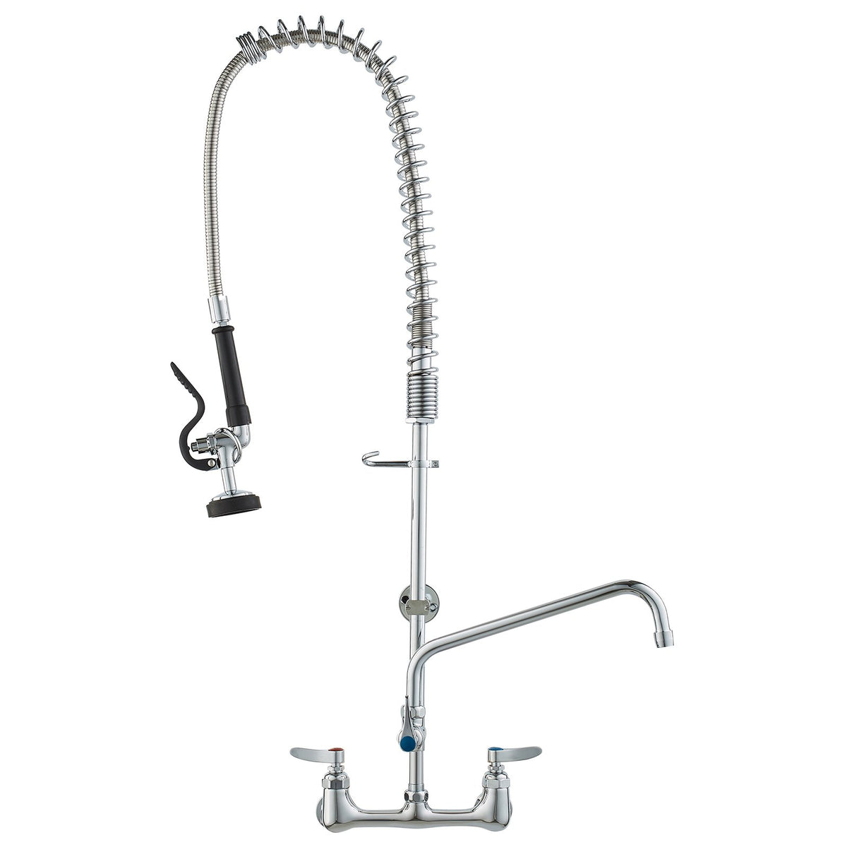 Commercial Faucet with Pre-Rinse Sprayer, 36" Height, 8" Center, 12" Swing Spout, Wall Mount Kitchen Sink V952-BGSYCXSLTBGSR39MKV0