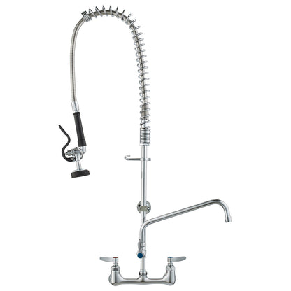 Commercial Faucet with Pre-Rinse Sprayer, 36" Height, 8" Center, 12" Swing Spout, Wall Mount Kitchen Sink V952-BGSYCXSLTBGSR39MKV0