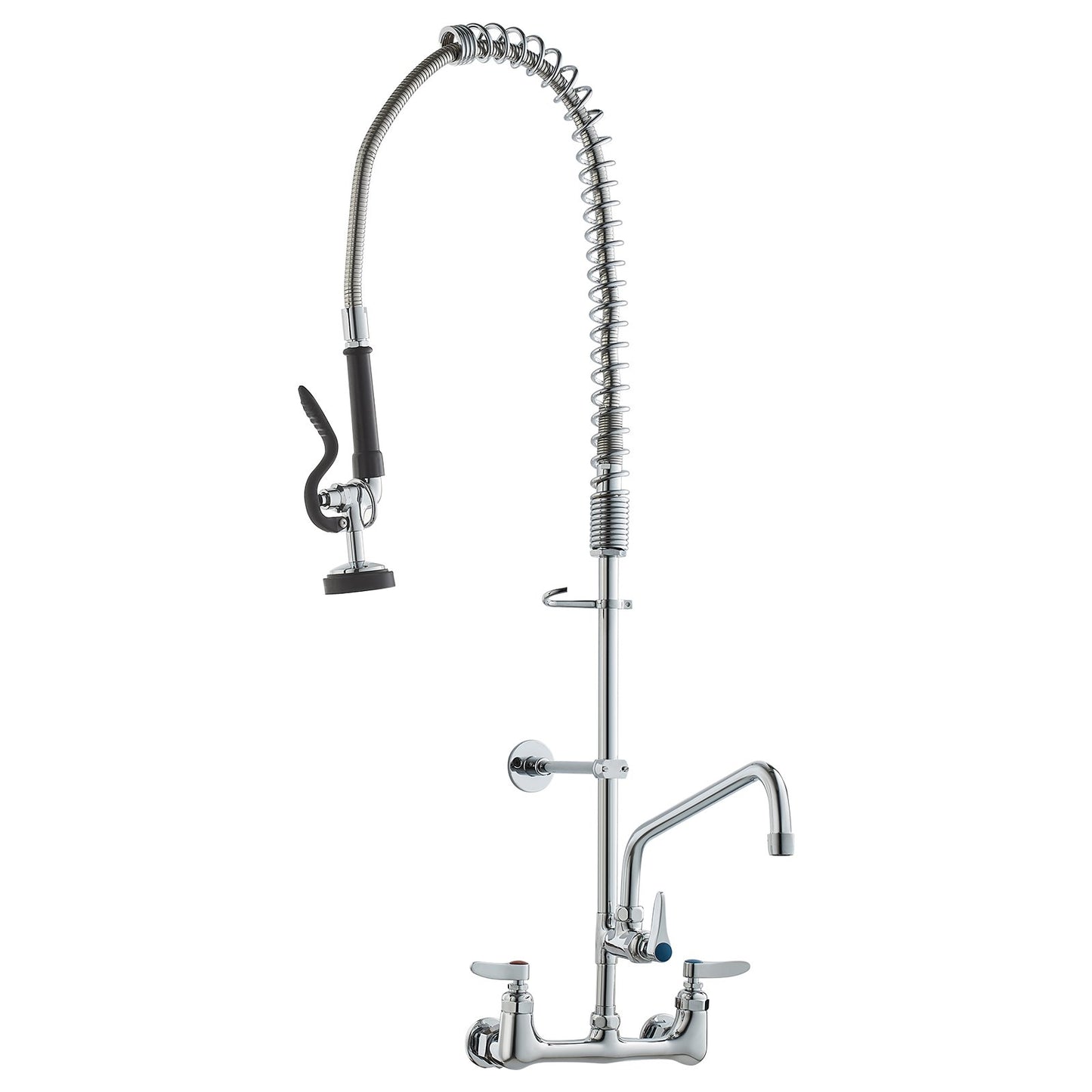 Commercial Faucet with Pre-Rinse Sprayer, 36" Height, 8" Center, 12" Swing Spout, Wall Mount Kitchen Sink V952-BGSYCXSLTBGSR39MKV0