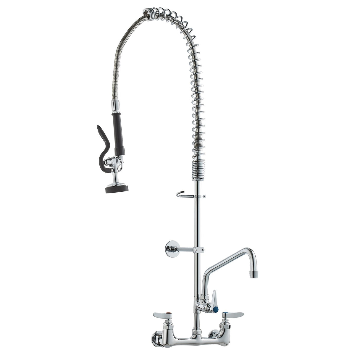 Commercial Faucet with Pre-Rinse Sprayer, 36" Height, 8" Center, 12" Swing Spout, Wall Mount Kitchen Sink V952-BGSYCXSLTBGSR39MKV0