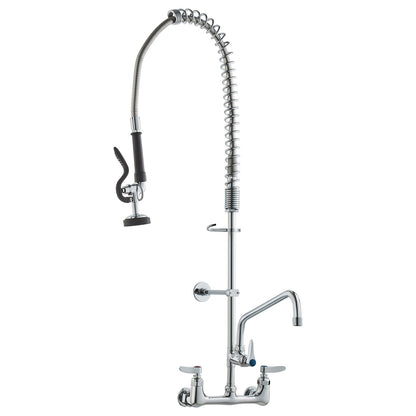 Commercial Faucet with Pre-Rinse Sprayer, 36" Height, 8" Center, 12" Swing Spout, Wall Mount Kitchen Sink V952-BGSYCXSLTBGSR39MKV0