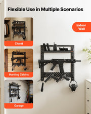 Gun Rack Wall Mount, Heavy Duty Steel, Indoor Rifle Shotgun Rack with J-Hooks, Additional Tray Storage, Gun V952-BGSZSQJJS3QW4LVYR001V0