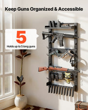Gun Rack Wall Mount, Heavy Duty Steel, Indoor Rifle Shotgun Rack with Magazine Holder, MOLLE Panel, Gun V952-BGSZSQJJS5QWL0CBU001V0