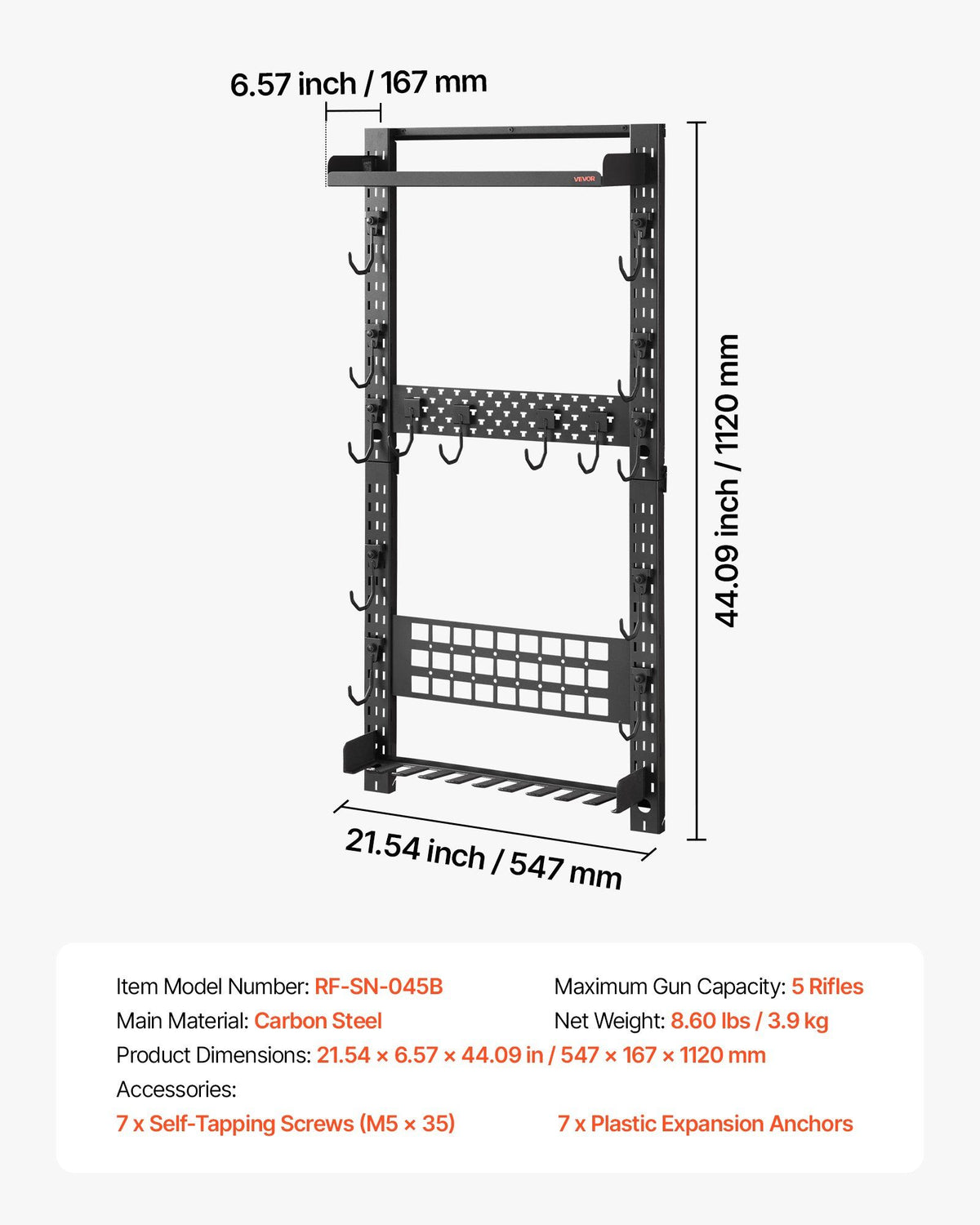 Gun Rack Wall Mount, Heavy Duty Steel, Indoor Rifle Shotgun Rack with Magazine Holder, MOLLE Panel, Gun V952-BGSZSQJJS5QWL0CBU001V0