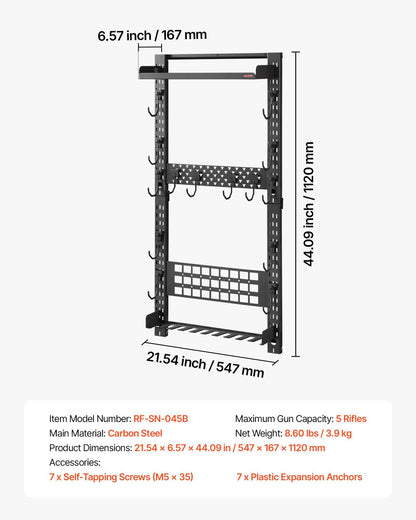 Gun Rack Wall Mount, Heavy Duty Steel, Indoor Rifle Shotgun Rack with Magazine Holder, MOLLE Panel, Gun V952-BGSZSQJJS5QWL0CBU001V0