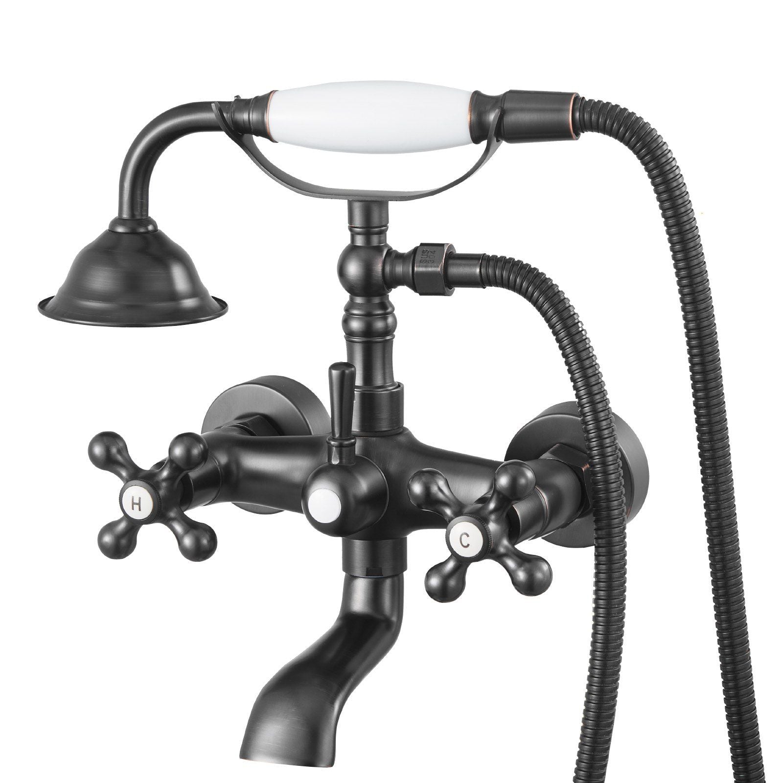 Clawfoot Tub Faucet, Wall Mount Bathtub Faucets with Handheld Shower, Vintage Oil-Rubbed Bronze Clawfoot Tub V952-BGSZZYGLTLTHLAC1L002V0