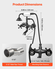 Clawfoot Tub Faucet, Wall Mount Bathtub Faucets with Handheld Shower, Vintage Oil-Rubbed Bronze Clawfoot Tub V952-BGSZZYGLTLTHLAC1L002V0