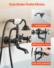 Clawfoot Tub Faucet, Wall Mount Bathtub Faucets with Handheld Shower, Vintage Oil-Rubbed Bronze Clawfoot Tub V952-BGSZZYGLTLTHLAC1L002V0