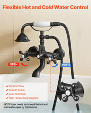 Clawfoot Tub Faucet, Wall Mount Bathtub Faucets with Handheld Shower, Vintage Oil-Rubbed Bronze Clawfoot Tub V952-BGSZZYGLTLTHLAC1L002V0