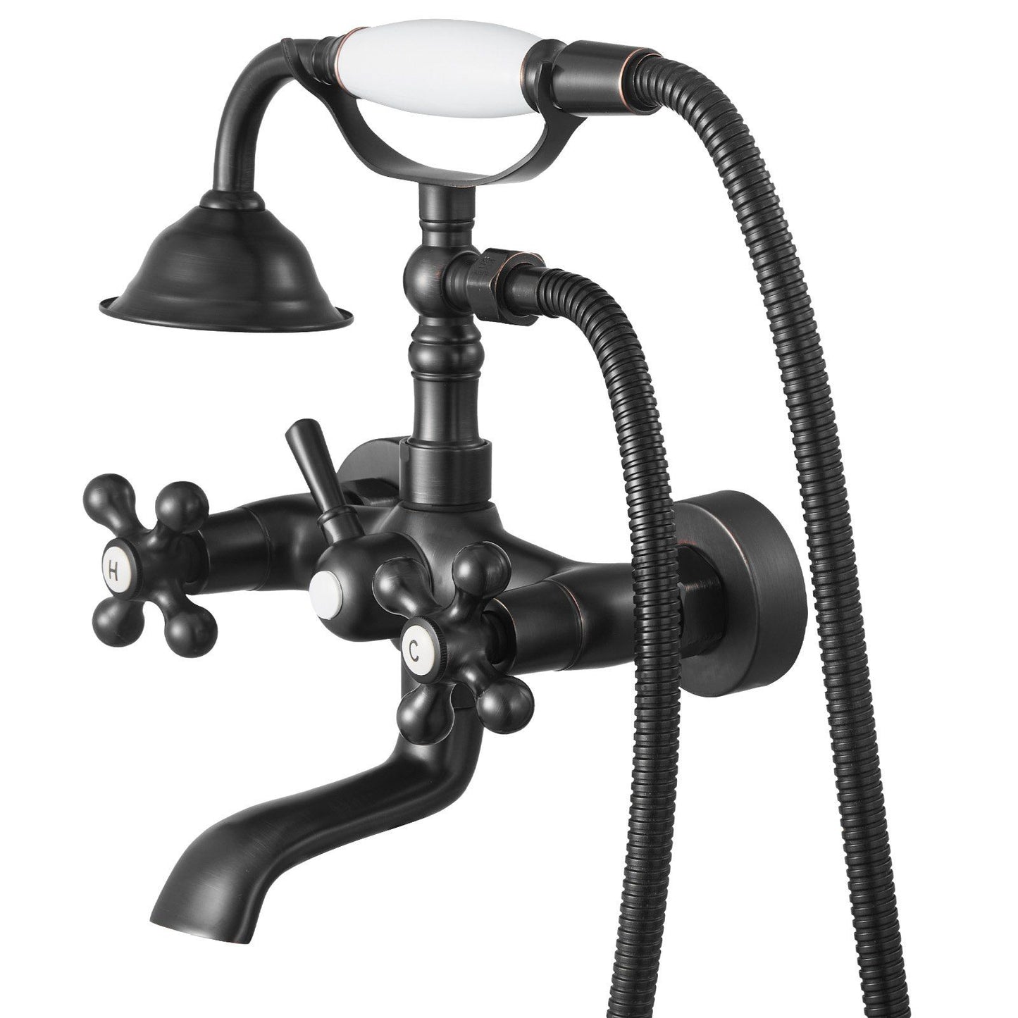 Clawfoot Tub Faucet, Wall Mount Bathtub Faucets with Handheld Shower, Vintage Oil-Rubbed Bronze Clawfoot Tub V952-BGSZZYGLTLTHLAC1L002V0