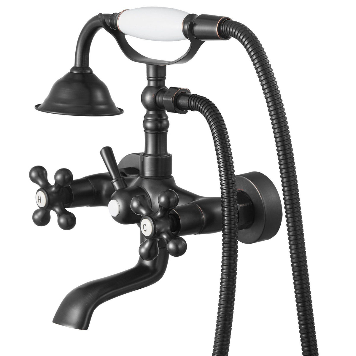 Clawfoot Tub Faucet, Wall Mount Bathtub Faucets with Handheld Shower, Vintage Oil-Rubbed Bronze Clawfoot Tub V952-BGSZZYGLTLTHLAC1L002V0