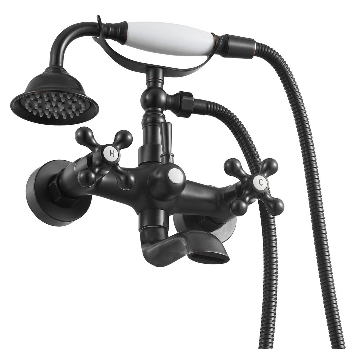 Clawfoot Tub Faucet, Wall Mount Bathtub Faucets with Handheld Shower, Vintage Oil-Rubbed Bronze Clawfoot Tub V952-BGSZZYGLTLTHLAC1L002V0