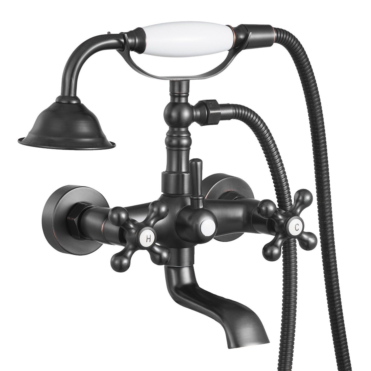 Clawfoot Tub Faucet, Wall Mount Bathtub Faucets with Handheld Shower, Vintage Oil-Rubbed Bronze Clawfoot Tub V952-BGSZZYGLTLTHLAC1L002V0
