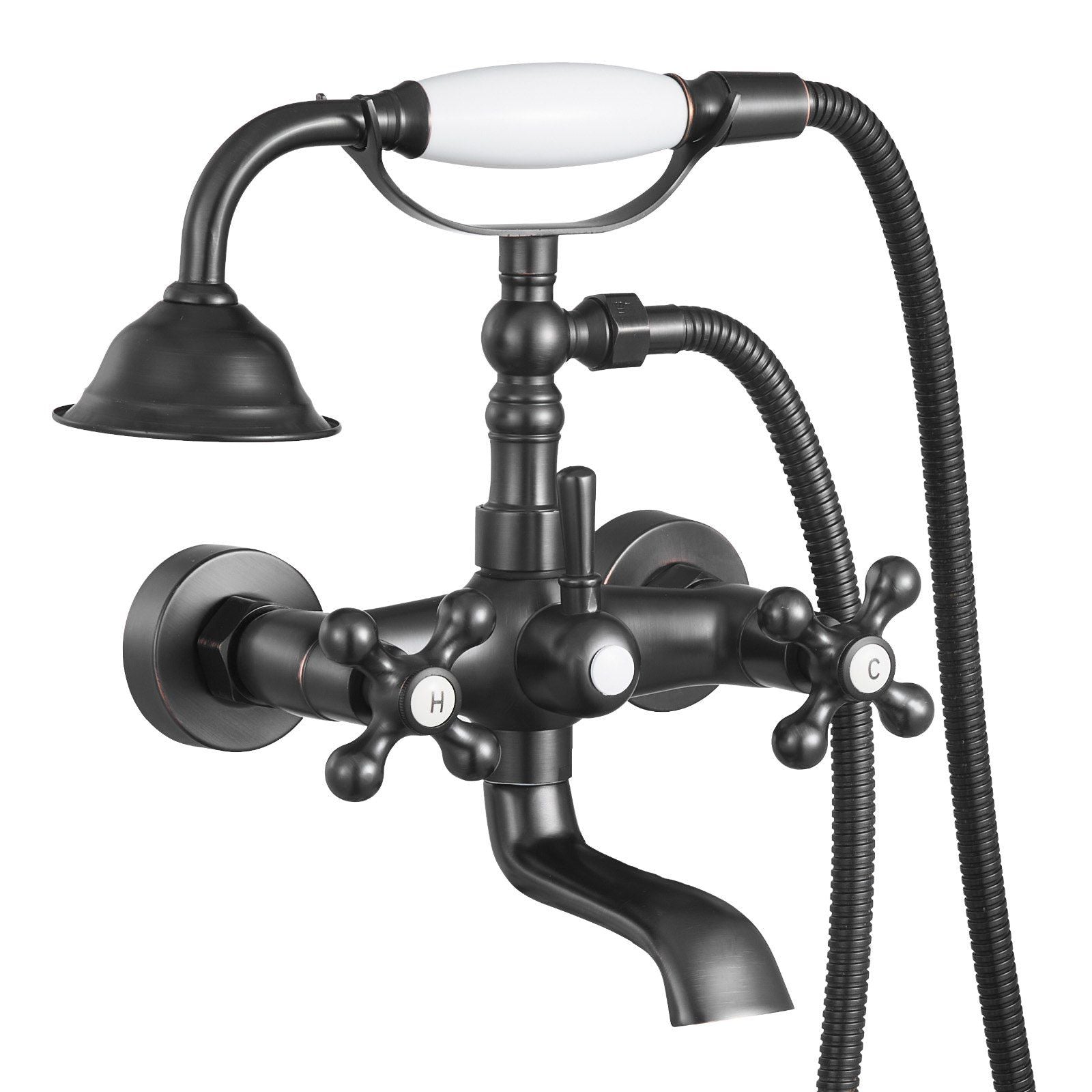 Clawfoot Tub Faucet, Wall Mount Bathtub Faucets with Handheld Shower, Vintage Oil-Rubbed Bronze Clawfoot Tub V952-BGSZZYGLTLTHLAC1L002V0