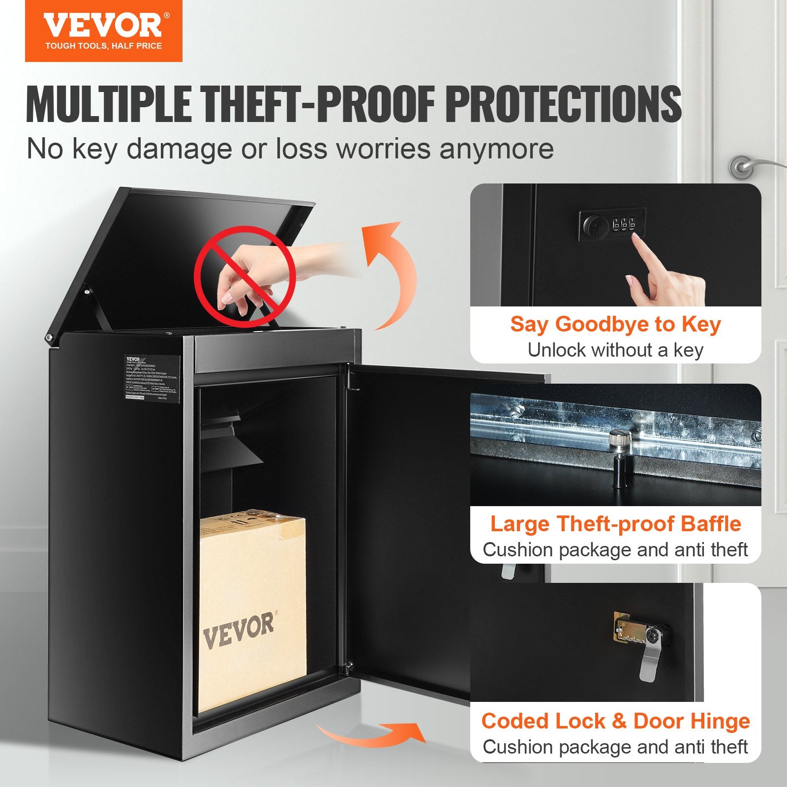 Package Delivery Boxes for Outside 15.4" x 10.6" x 20.5" with Coded Lock V952-BGXDXGKB205INBA5GV0