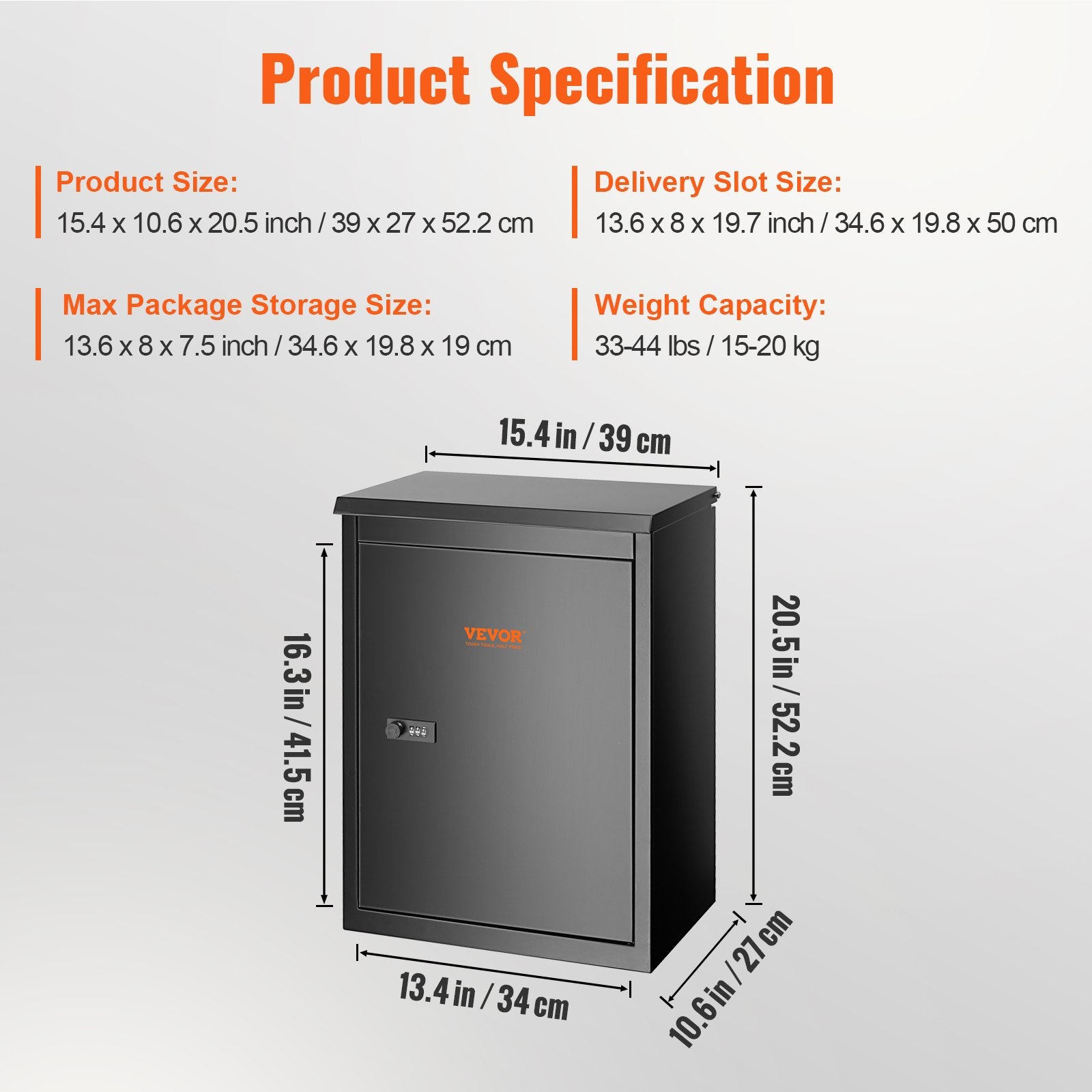 Package Delivery Boxes for Outside 15.4" x 10.6" x 20.5" with Coded Lock V952-BGXDXGKB205INBA5GV0