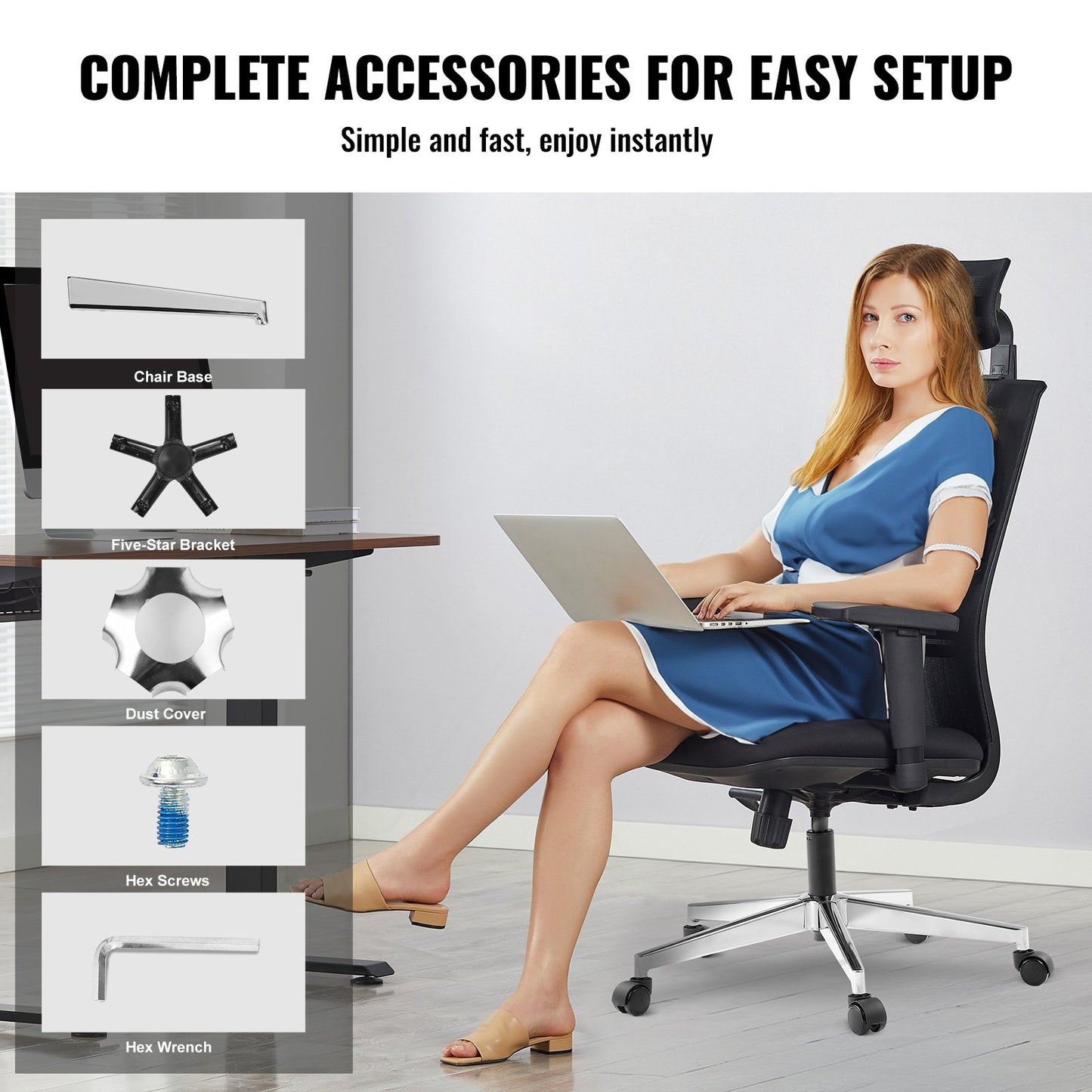 Office Chair Base Replacement, 710 mm 1134 kg Static Load Capacity, Heavy Duty Universal Computer Desk Chair V952-BGYDZPJ28JSD4RMJLV0