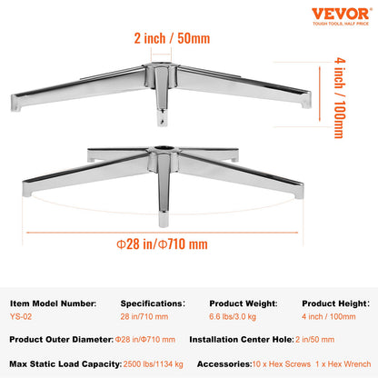 Office Chair Base Replacement, 710 mm 1134 kg Static Load Capacity, Heavy Duty Universal Computer Desk Chair V952-BGYDZPJ28JSD4RMJLV0