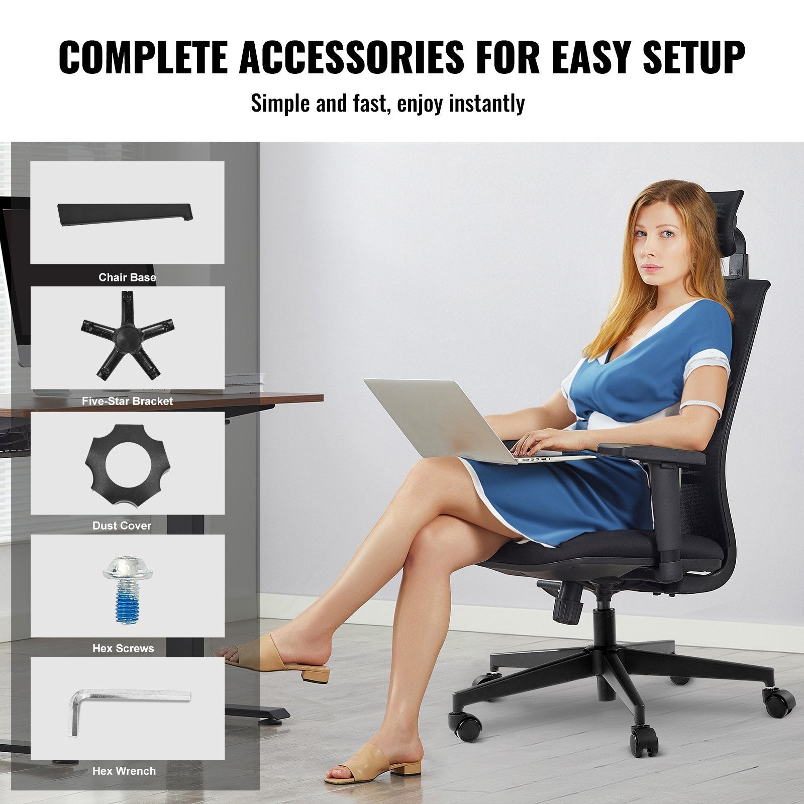 Office Chair Base Replacement, 710 mm, 1134 kg Static Load Capacity, Heavy Duty Universal Computer Desk Chair V952-BGYDZPJ28JSD5EOS5V0