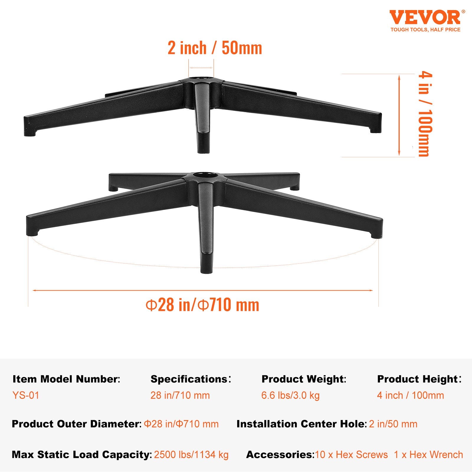 Office Chair Base Replacement, 710 mm, 1134 kg Static Load Capacity, Heavy Duty Universal Computer Desk Chair V952-BGYDZPJ28JSD5EOS5V0