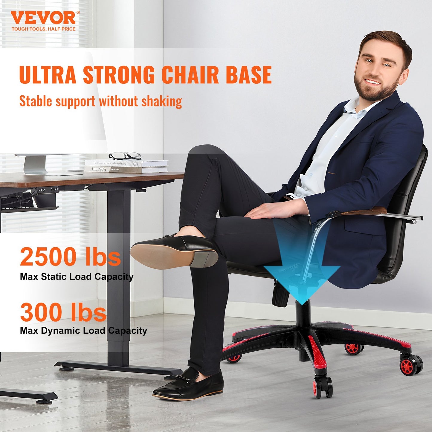 Office Chair Base Replacement, 710 mm, 1134 kg Static Load, Heavy Duty Universal Computer Desk Chair Stool V952-BGYDZPJ28SLD875TDV0