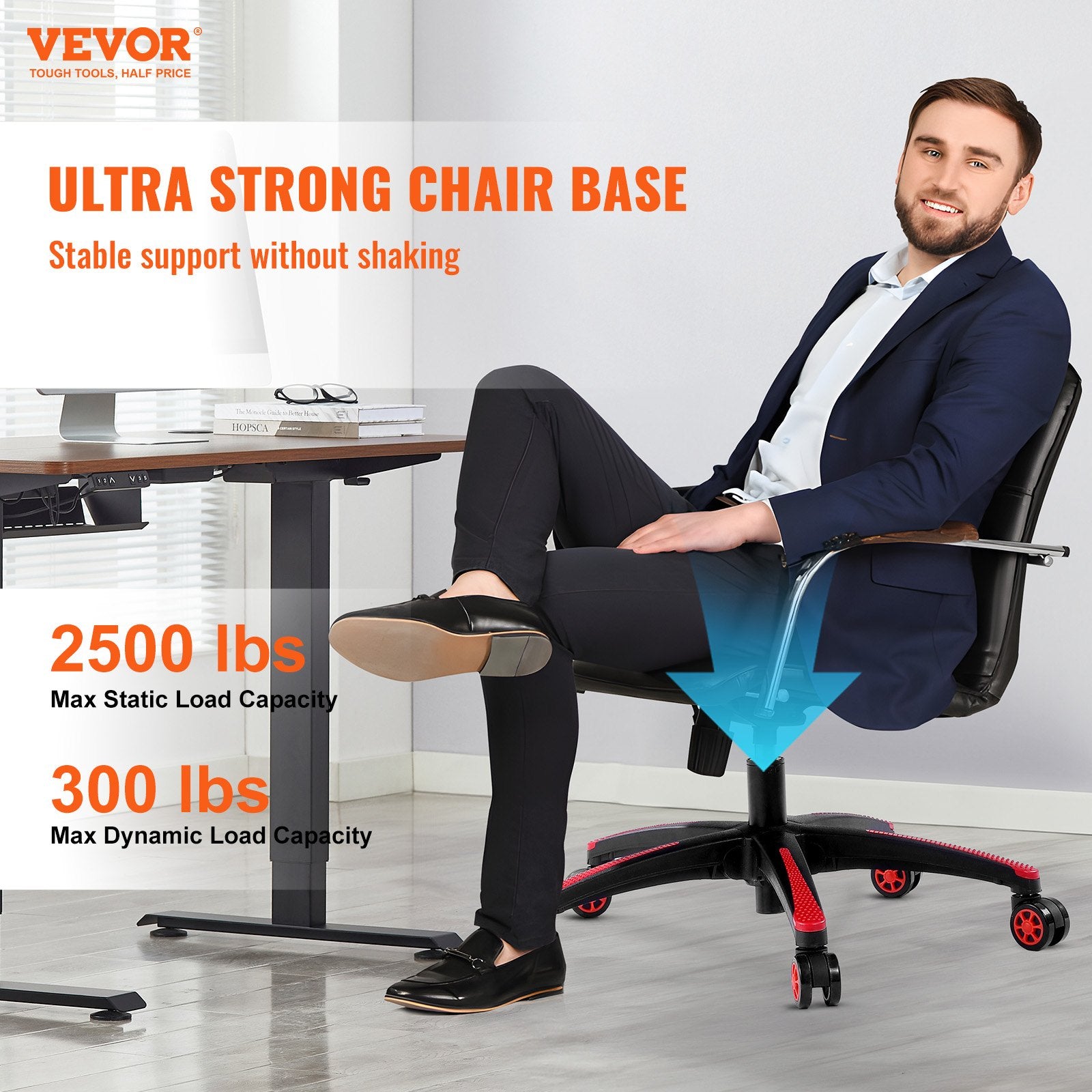 Office Chair Base Replacement, 710 mm, 1134 kg Static Load, Heavy Duty Universal Computer Desk Chair Stool V952-BGYDZPJ28SLD875TDV0