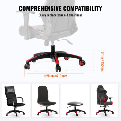 Office Chair Base Replacement, 710 mm, 1134 kg Static Load, Heavy Duty Universal Computer Desk Chair Stool V952-BGYDZPJ28SLD875TDV0