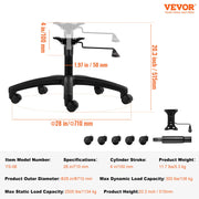Office Chair Base Replacement 710mm Swivel Chair Base 1134kg 100mm Stroke V952-BGYDZPJ28SLDTH47VV0
