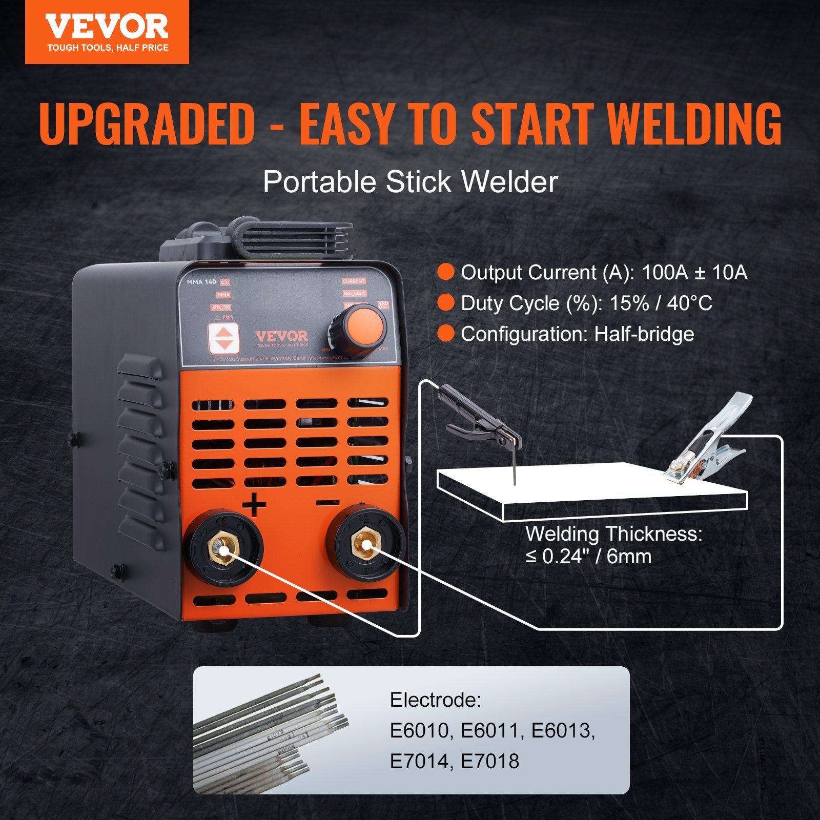 ARC Stick Welder 220V 140A Stick/Lift TIG 2-in-1 Welding Machine Hot Start V952-BHJBHSH140A06Y358V3