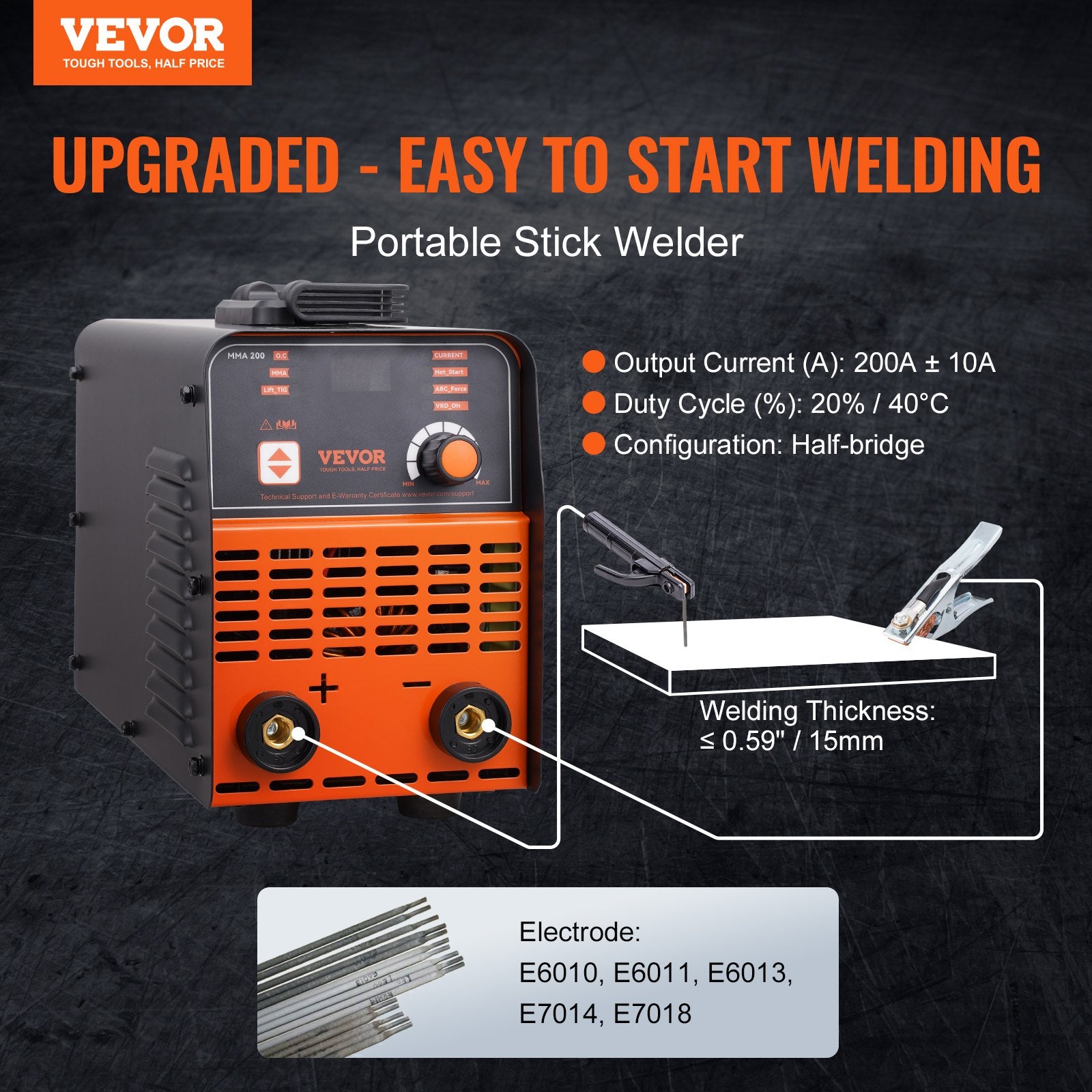 ARC Stick Welder 220V 160A 2in1 Lift TIG Welding Machine Hot Start V952-BHJBHSH200A0LS41BV3