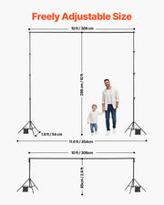 Backdrop Stand, 298 x 300 cm Adjustable Photo Backdrop Stand Kit, Portable Background Backdrop Stand with 4 V952-BJJ2KLJ1010FDZ6BMV0